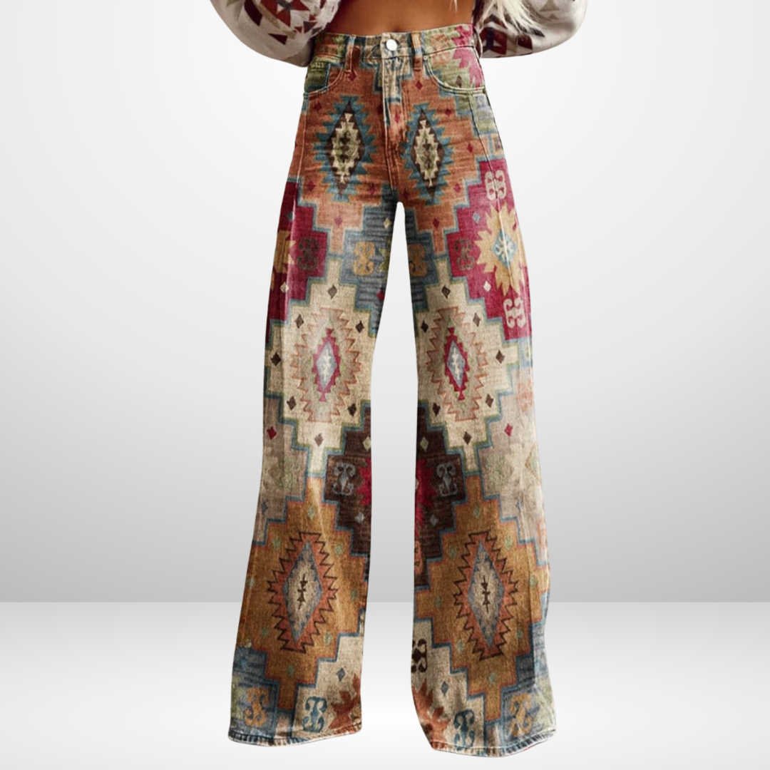 ALMA™ | Pantalon Vintage au Style Géométrique Élégant