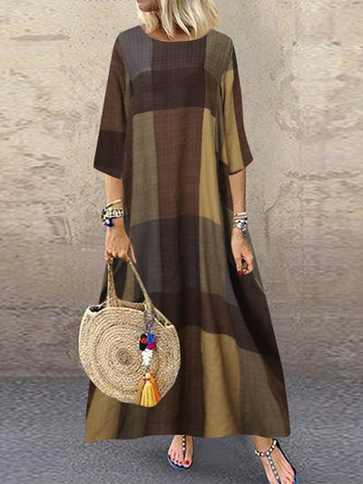 Viola – Robe Longue à Carreaux Douce