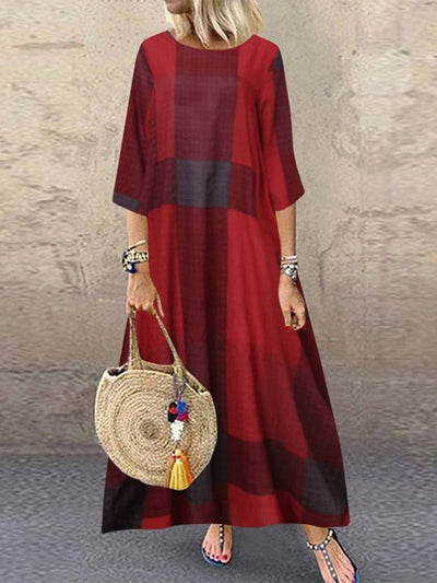 Viola – Robe Longue à Carreaux Douce