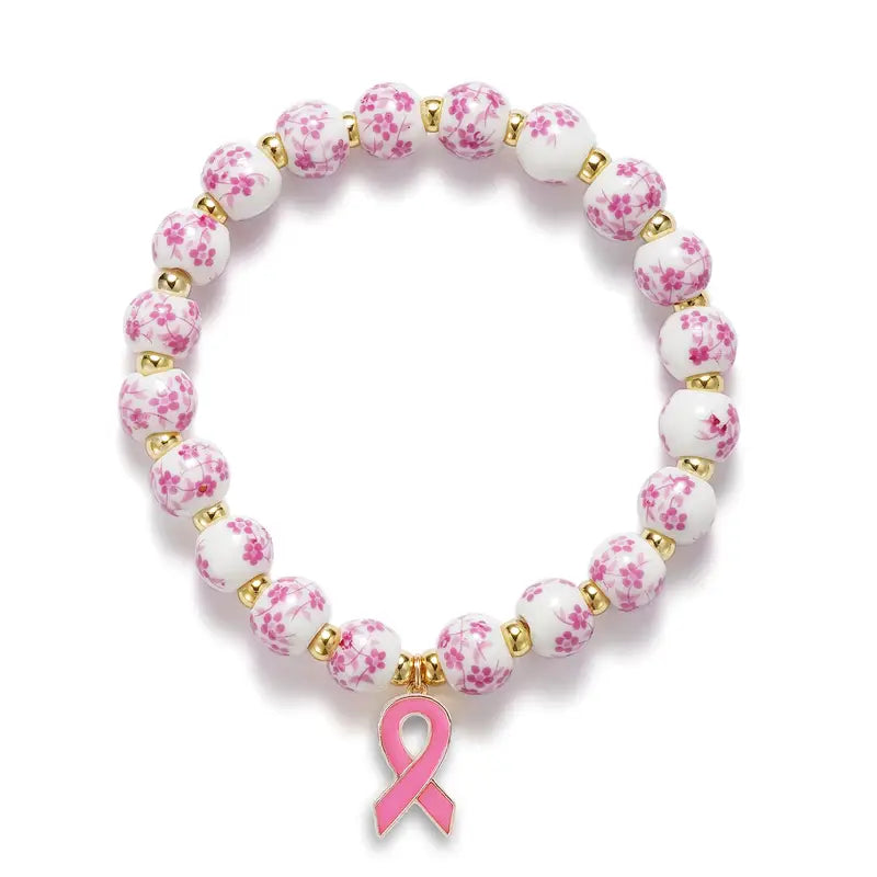 Bracelet Pink Ribbon & Floral | Soutenez la lutte contre le cancer du sein (1+1 GRATUIT)