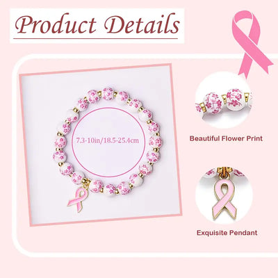 Bracelet Pink Ribbon & Floral | Soutenez la lutte contre le cancer du sein (1+1 GRATUIT)