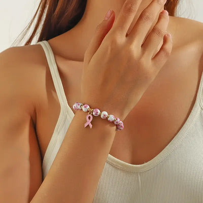 Bracelet Pink Ribbon & Floral | Soutenez la lutte contre le cancer du sein (1+1 GRATUIT)
