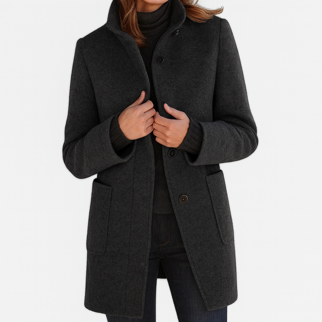 LIDIA | Manteau col montant en laine mélangée