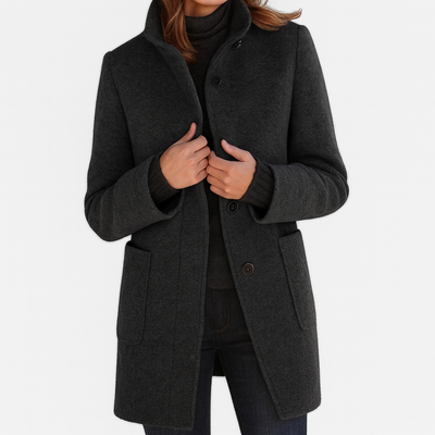 LIDIA | Manteau col montant en laine mélangée