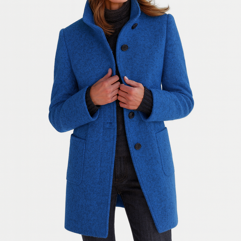 LIDIA | Manteau col montant en laine mélangée