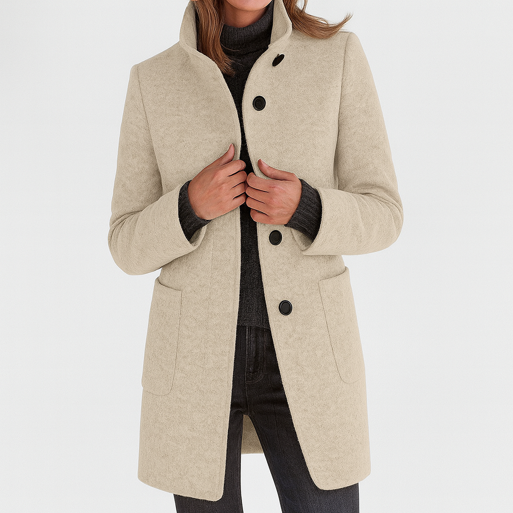 LIDIA | Manteau col montant en laine mélangée