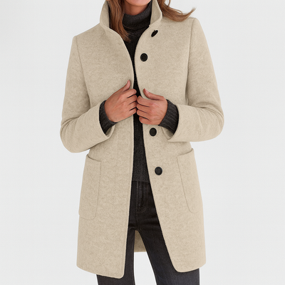 LIDIA | Manteau col montant en laine mélangée