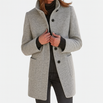LIDIA | Manteau col montant en laine mélangée
