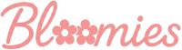 Pink 'Bloomies' logo on a white background