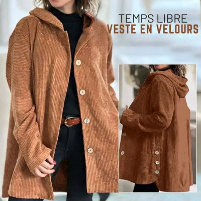 🍂 Veste à capuche en velours décontractée pour l'automne