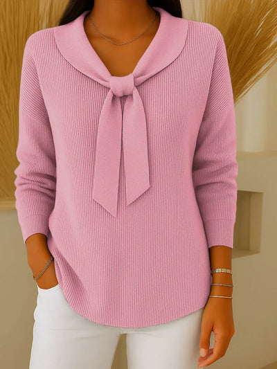 Pull uni pour femme avec liens et manches longues